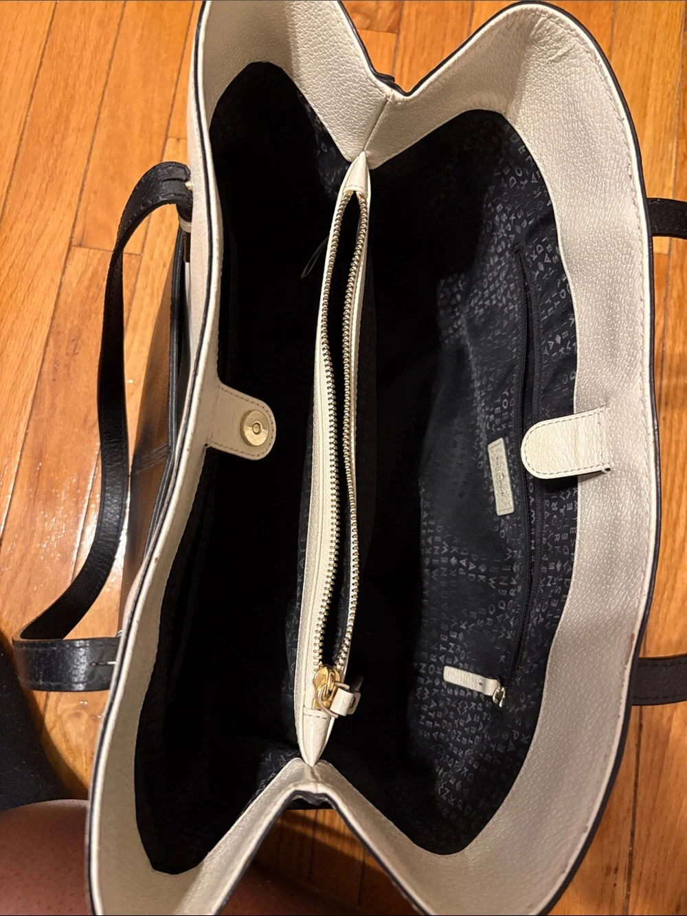 kate spade Two-Tone Black and Cream Leather Tote